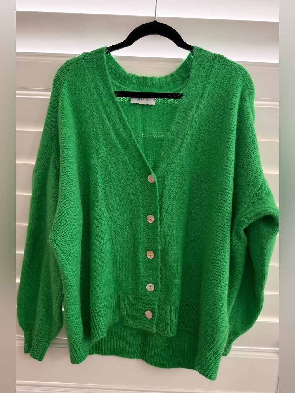 Green V-Neck Button Front Women's Sweater Cardigan